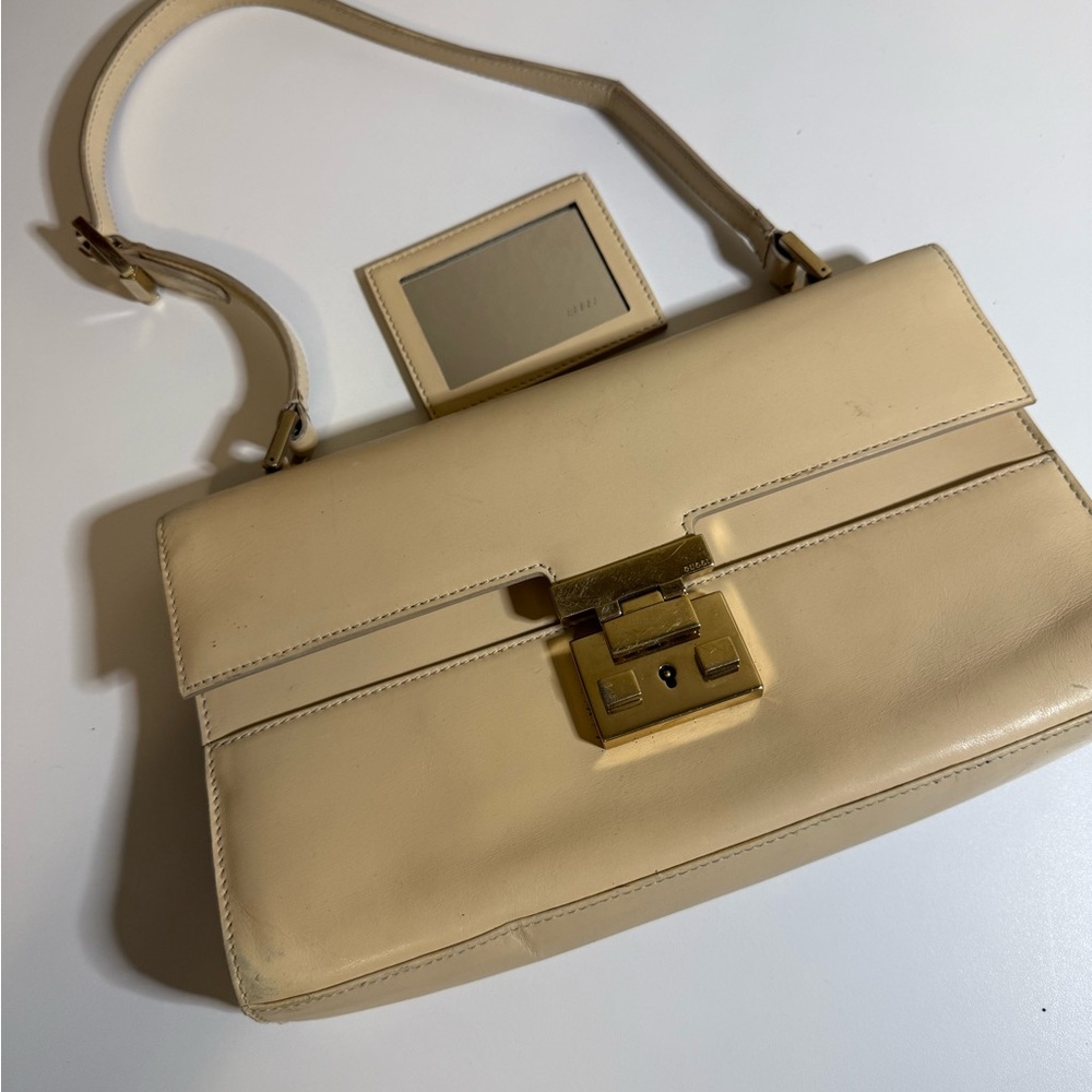 Authentic Vintage Gucci “lady Lock” shoulder bag with mirror